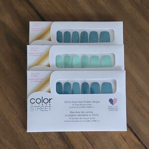 Set Of 3 Color Street Teal Nail Strips